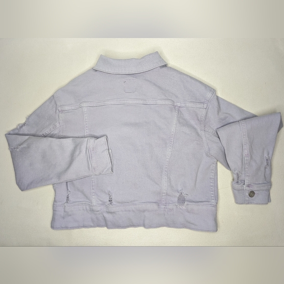 Wild Fable Denim Cropped Jean Jacket Women's size S distressed Lavender W-1 - Picture 7 of 8